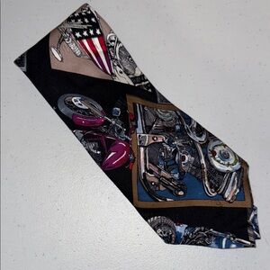 Nicole Miller Black Tie with Motorcycle Design